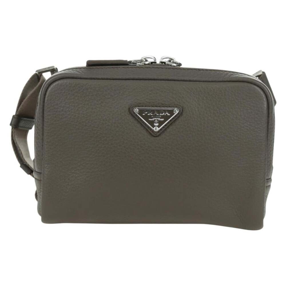 Prada Leather Vitterodino Shoulder Bag Gray